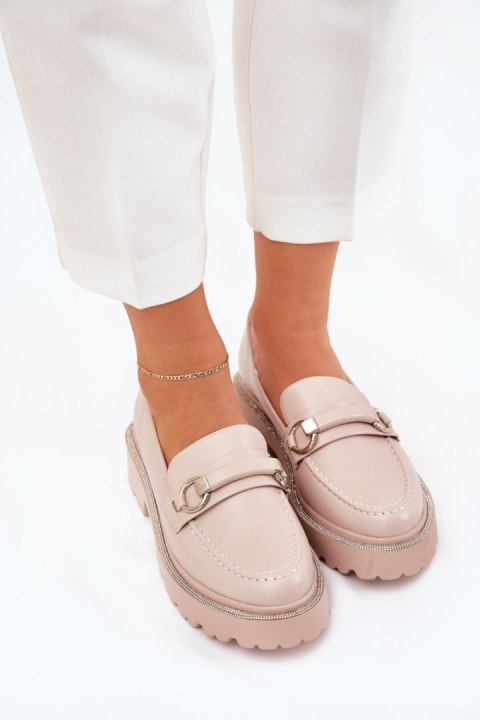 Mokasyny Model Patina 888-883 Beige Skóra - Step in style