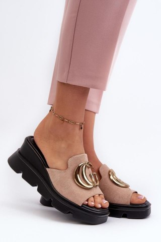 Sandał Klapki Model Iaria 58295 Beige - Step in style