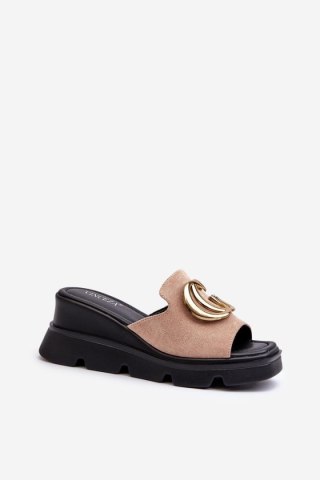 Sandał Klapki Model Iaria 58295 Beige - Step in style