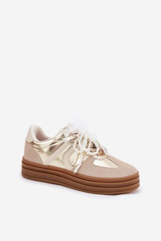 Buty Sportowe Model Vinness C3033 Beige/Gold - Step in style