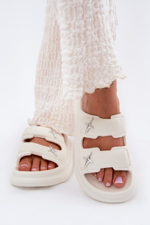 Sandał Klapki Model Falowena M372 Ecru - Step in style