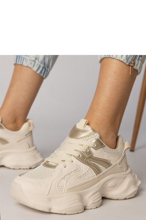 Buty Sportowe Model Sandra 88218 Beige/Gold - PRIMO