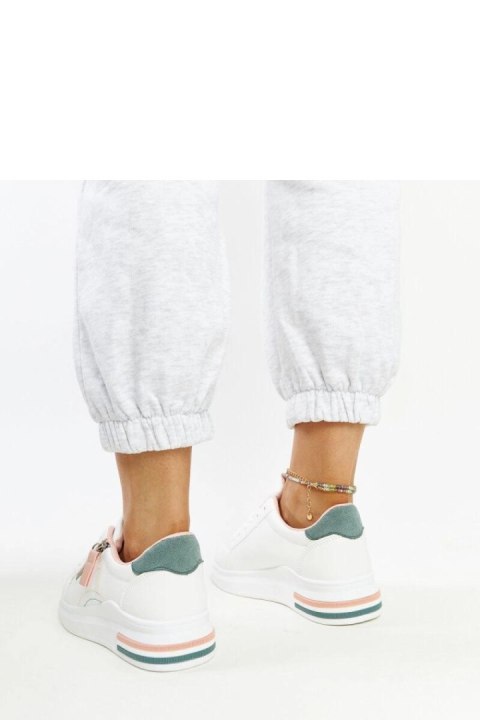 Białe sneakersy z zielonymi wstawkami Anaunia - Solea