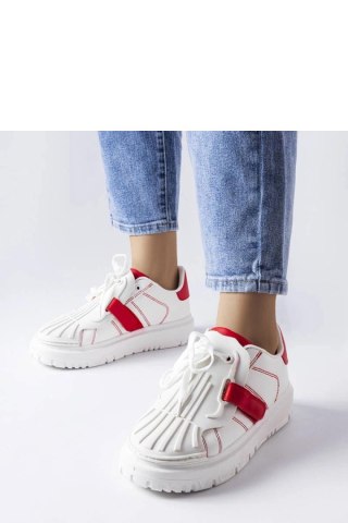 Biało-czerwone sneakersy na platformie Binet - Solea