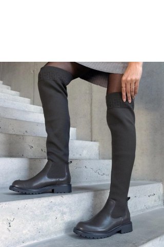 Zielone długie kozaki z elastyczną cholewką Juanra - Solea
