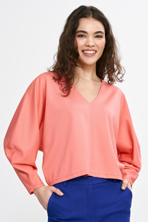 Bluzka oversize z balonowymi rękawami B192 Coral - Nife