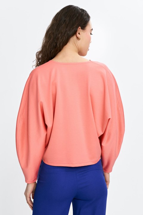 Bluzka oversize z balonowymi rękawami B192 Coral - Nife