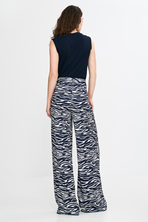 Spodnie palazzo SD115 Wzór Zebra/Navy - Nife