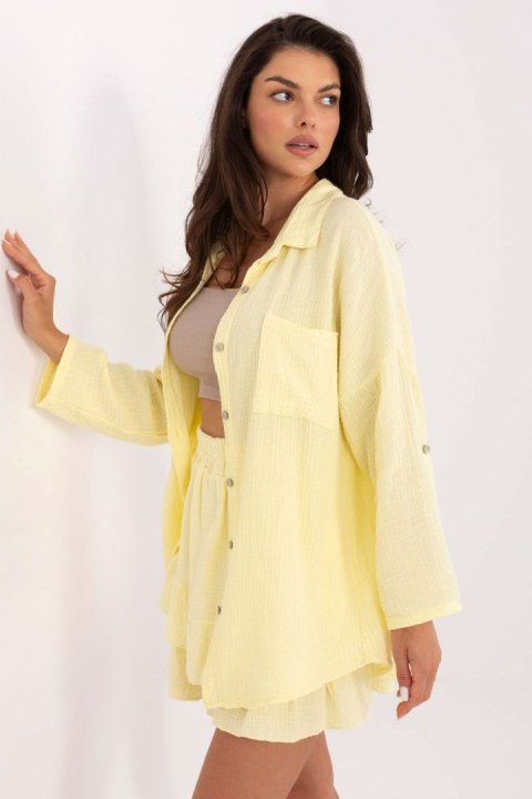 Koszula Damska Model MO-KS-9368.98 Light Yellow - Italy Moda